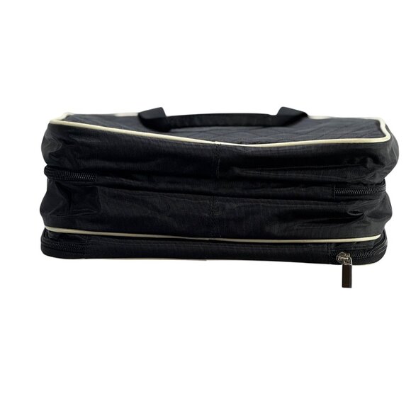 Findcozy Black Quilted Nylon Toiletry Bag Multiple Zipper Compartments Handles - Picture 5 of 14